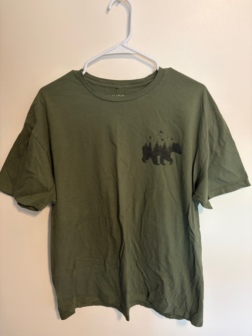 Hybrid Apparel Olive Green Graphic Bear Tee